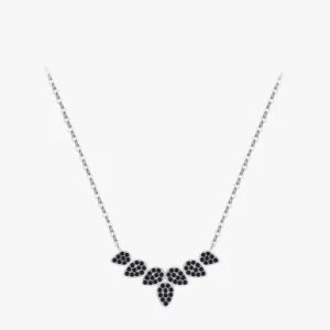 Collier feuille noir argent
