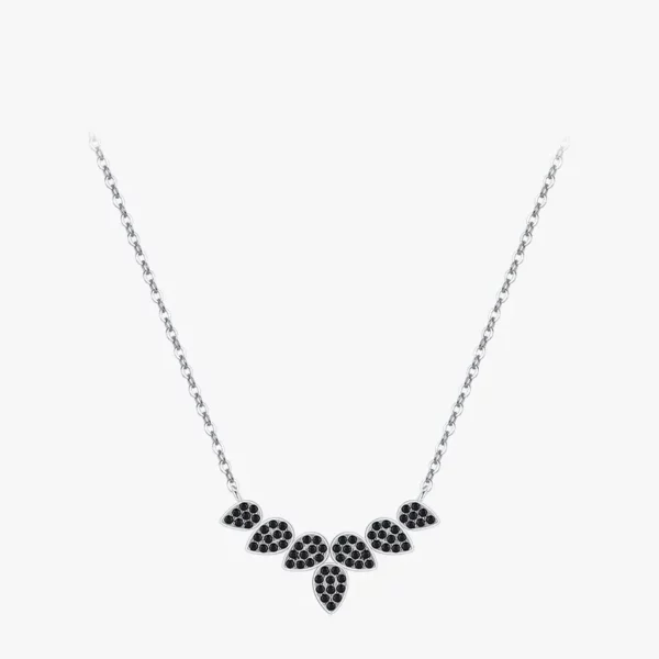 Collier feuille noir argent